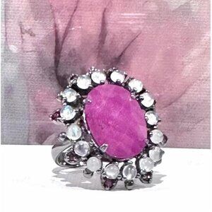 Dazzling Natural Ruby 15ct Sterling Silver 925 Ring